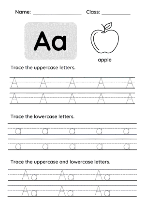 alphabet tracing worksheet for kids with uppercase and lowercase letters