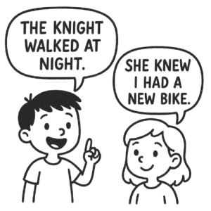 Children saying funny sentences using homophones.