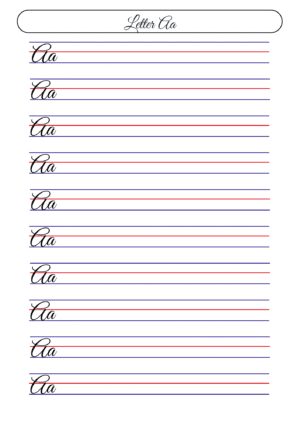 Cursive letter A practice sheet – Free Cursive Writing Worksheet for kids