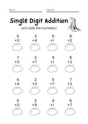 Printable Addition Worksheet for Kids
