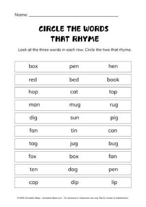 Rhyming Words Worksheet for Grade 2 - Image 2
