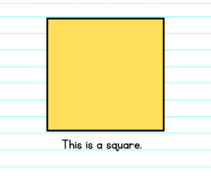 Square shape with chocolate bar example for preschool learning