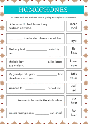 Homophones Worksheet for Kids - Free Printable PDF - Image 3
