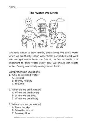 Child happily drinking water from a glass, next to a faucet