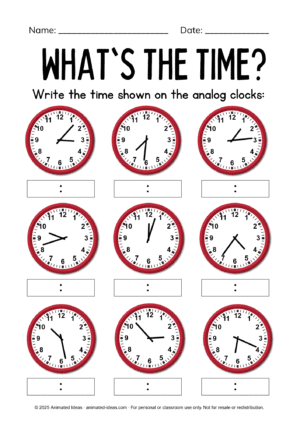 Free Telling Time Worksheets – Practice Reading the Clock - Image 3