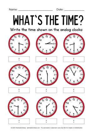 Free Telling Time Worksheets – Practice Reading the Clock - Image 2