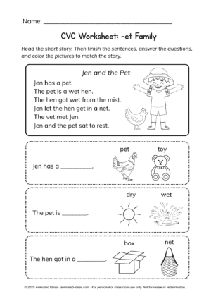 CVC Word Family Worksheets: -at, -et, -it, -ot, -ut - Image 2