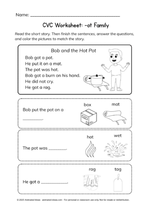 CVC Word Family Worksheets: -at, -et, -it, -ot, -ut - Image 4