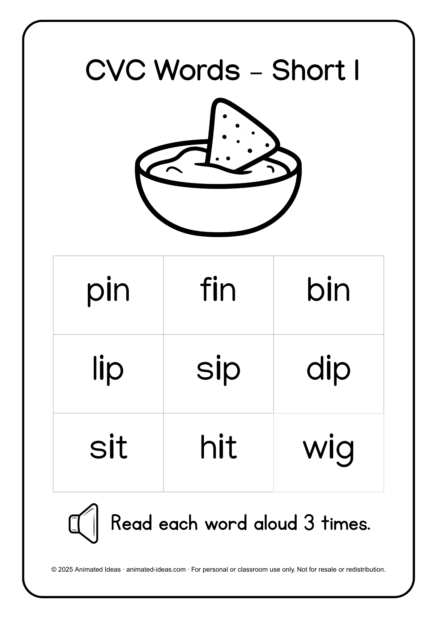 Short Vowel CVC Words – Printable Reading Materials for Kids - Image 3