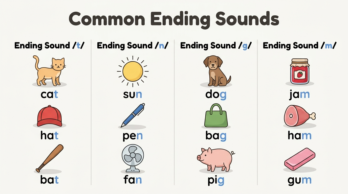 ending sounds worksheets grade 1 common final sounds chart
