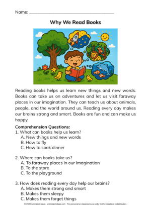 Short Reading Passages for Kids – Healthy Habits, Friendship & Reading - Image 5