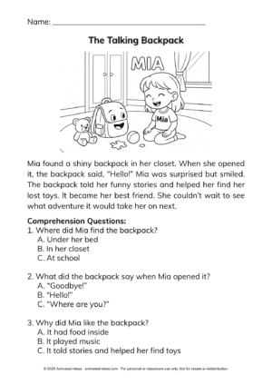 Imaginative Reading Passages for Kids – 5 Fun Fiction Stories with Comprehension Questions (Grades K–2) - Image 4
