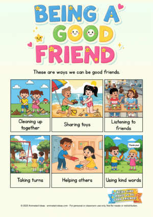 Ways We Can Be Good Friends – Printable Handout for Kids