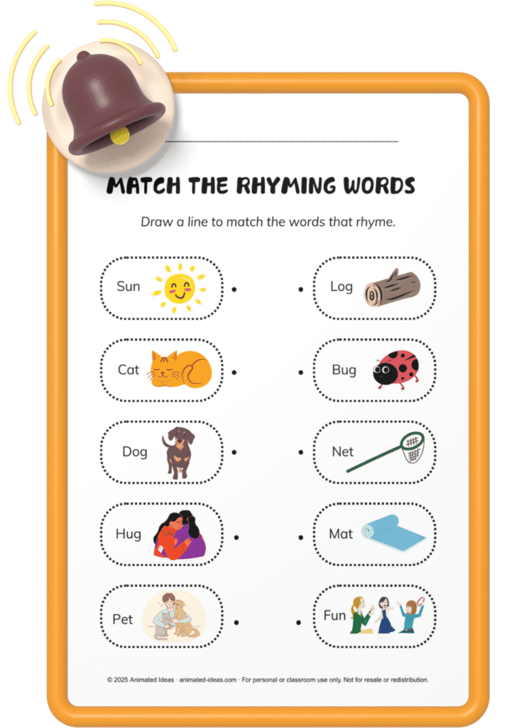 Printable Rhyming Words Worksheet for 2nd Grade – Animated Ideas