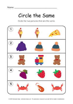 Same and Different Worksheets for Kindergarten - Image 3