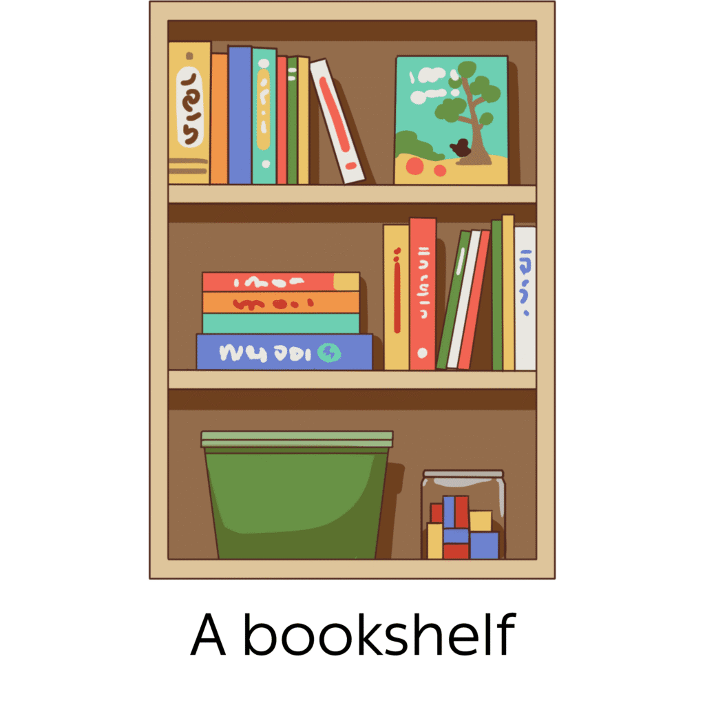 A bookshelf - a rectangle shape