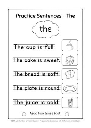 Sight word the handout – food