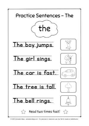 Sight Word “The” – Printable Handout for Kids - Image 2