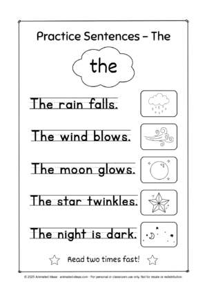 Sight word the handout – science