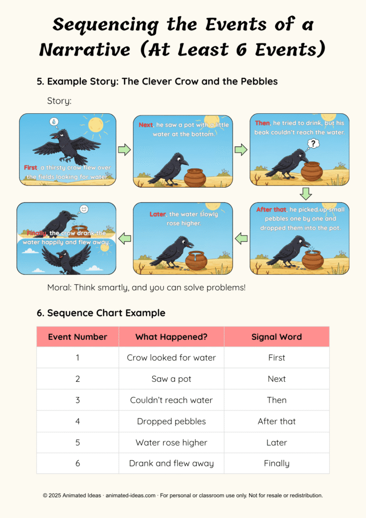 Sequencing the Events of a Narrative – Fable with Moral Example