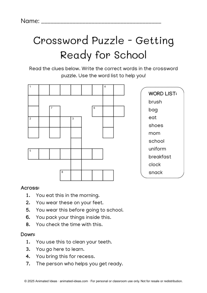 Teacher using Getting Ready for School worksheets in a Grade 1 classroom setting.