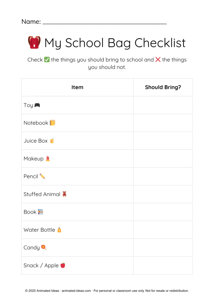 Getting Ready for School worksheets pack featuring coloring pages and checklist for Grade 1 learners.