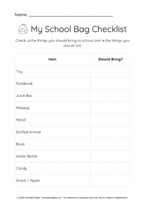 Getting Ready for School Worksheets for Grade 1 - Image 7