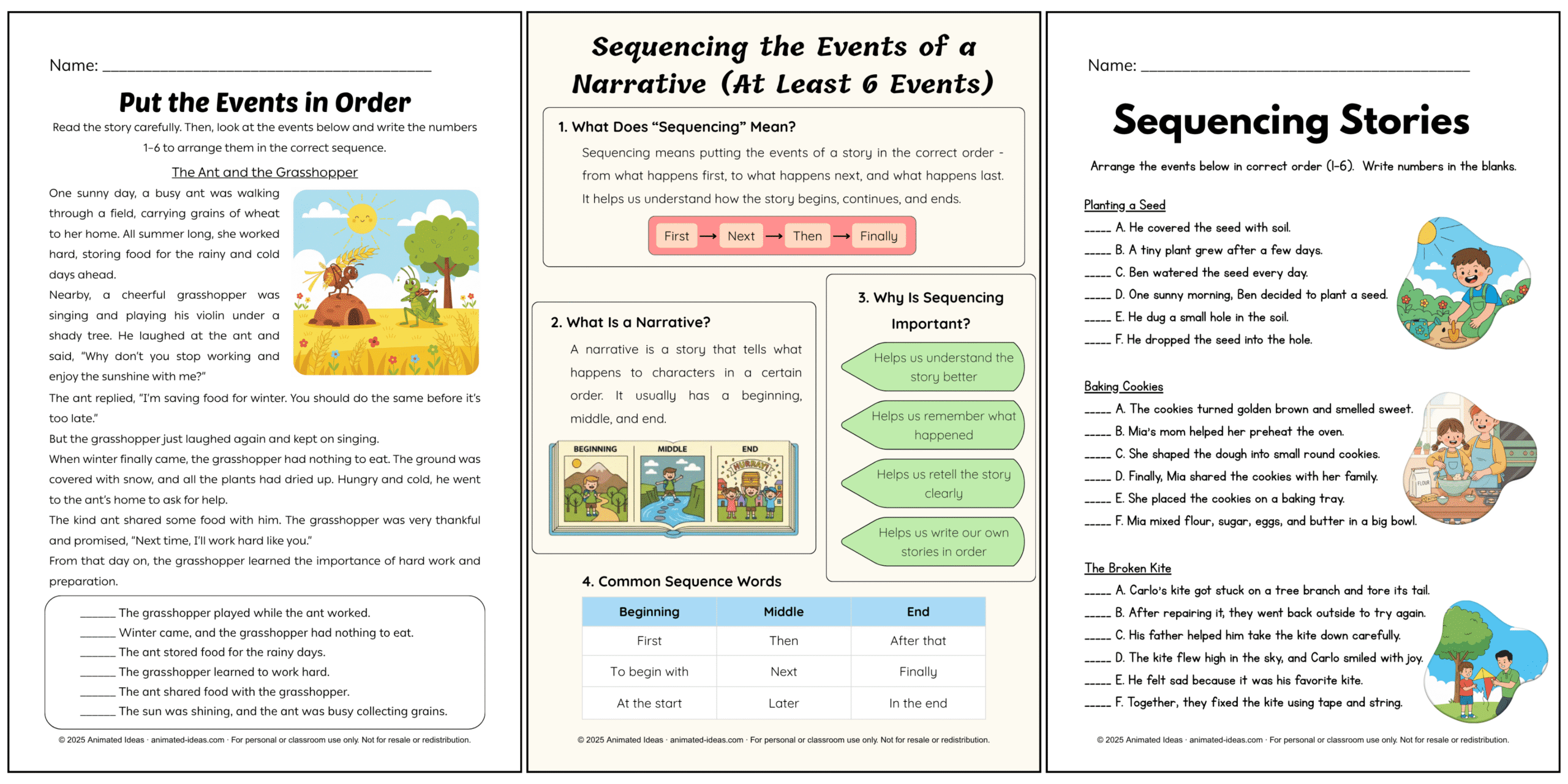 Story Sequencing Guide for Grade 4 with free printables
