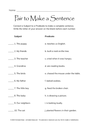 Identifying Complete Sentences and Sentence Fragments Sentence Sort Worksheet – Classify Sentences and Fragments for Grade 3