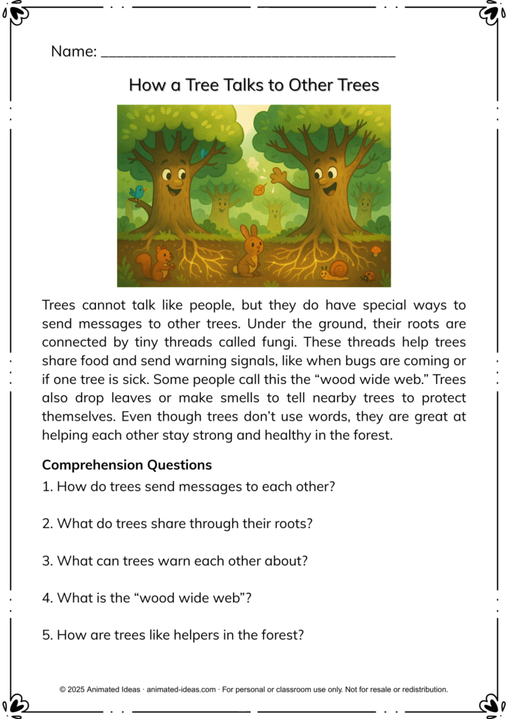 Reading Comprehension Worksheets for Kids - Animated Ideas