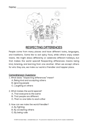 Respecting Differences: K-2 Reading Activities – Respecting Differences illustration