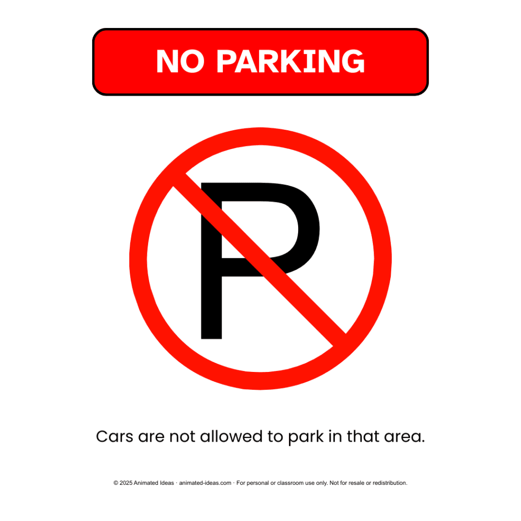 No Parking Sign - one of the common environmental print symbols