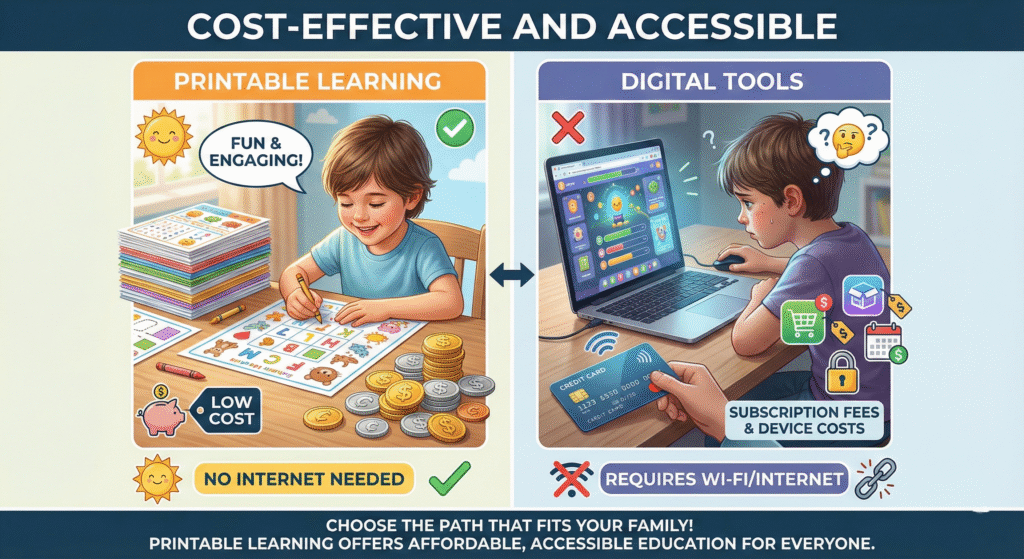 Cost comparison between printable learning and digital tools - Printable Learning vs Digital Tools