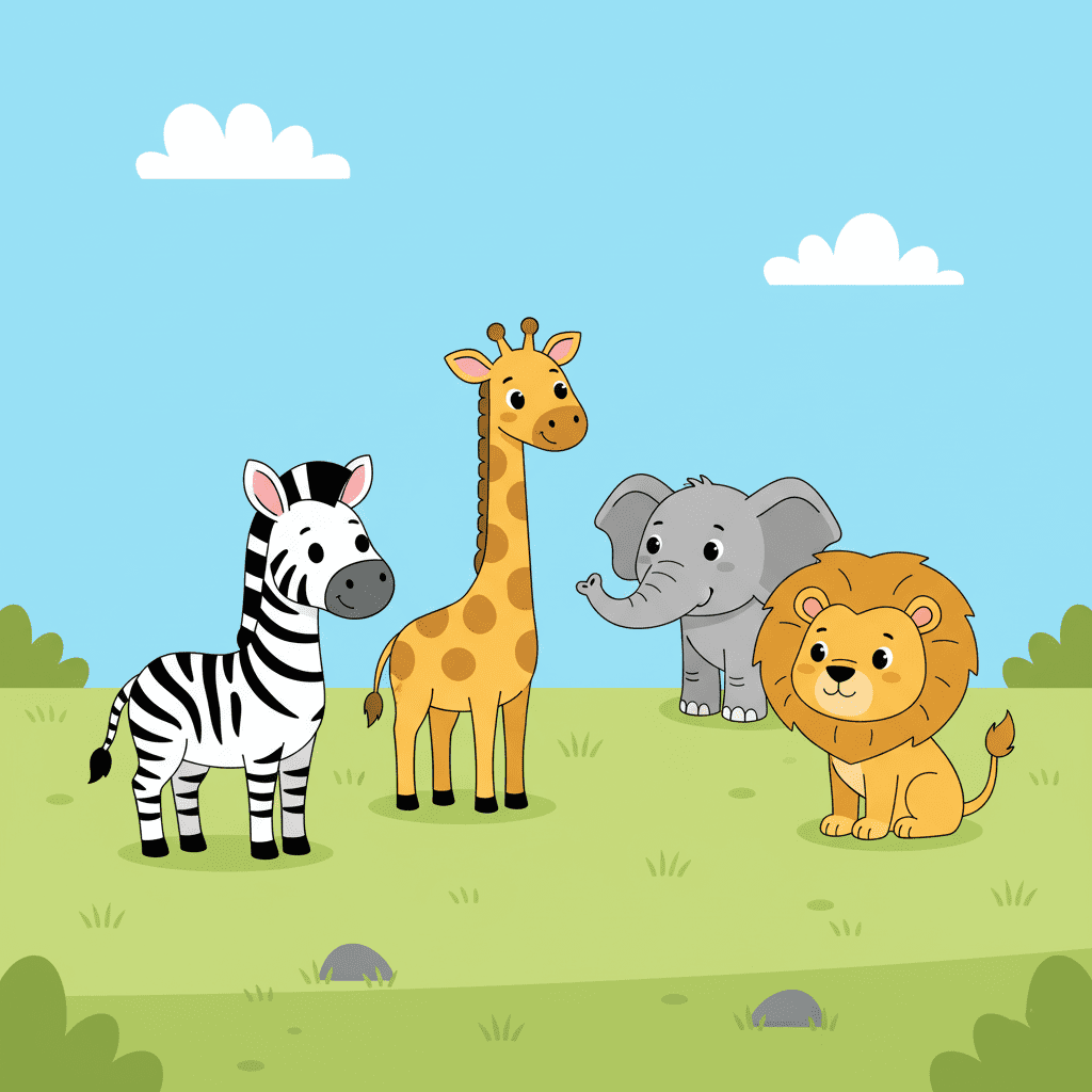 Grassland habitat with lions, zebras, and tall grass.