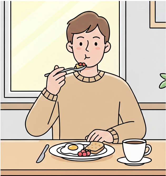 Daily routine verbs in English – eating breakfast