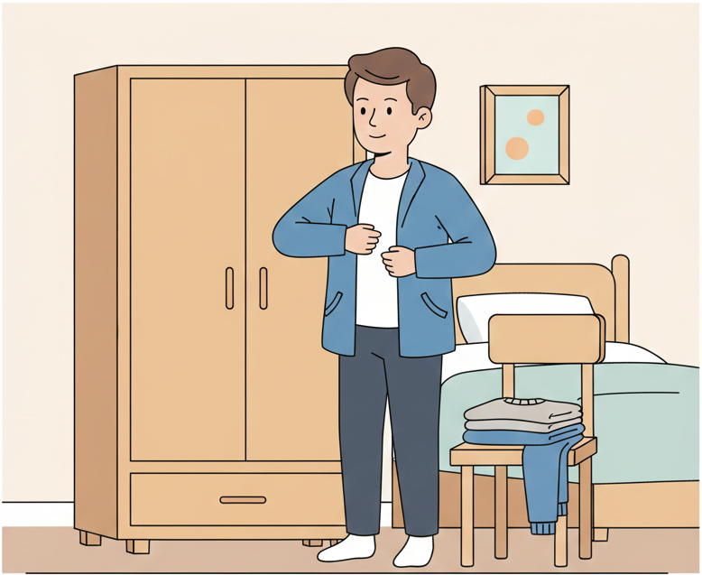 Daily routine verbs in English – getting dressed