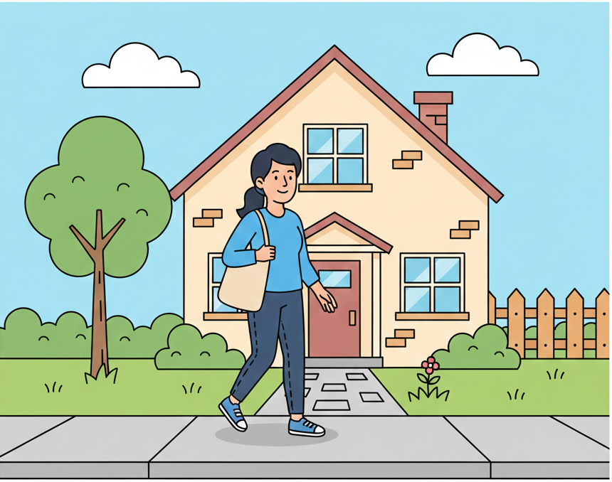 Daily routine verbs in English – going home