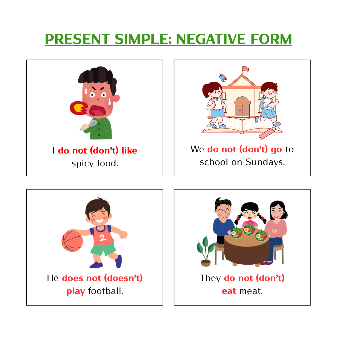 Negative sentences in Present Simple tense