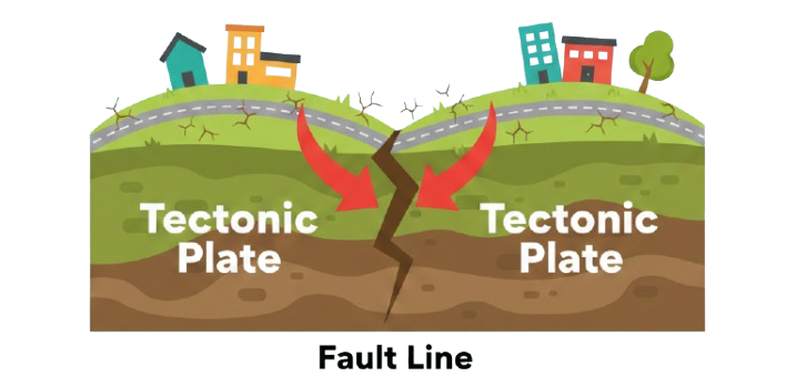 earthquakes showing tectonic plates shifting and causing an earthquake