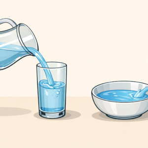 Liquid example showing water poured into a glass for 3rd-grade science lesson