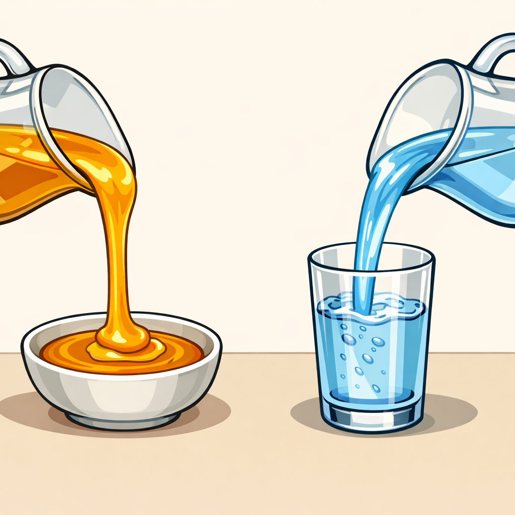 Liquid viscosity example comparing honey and water for 3rd-grade science