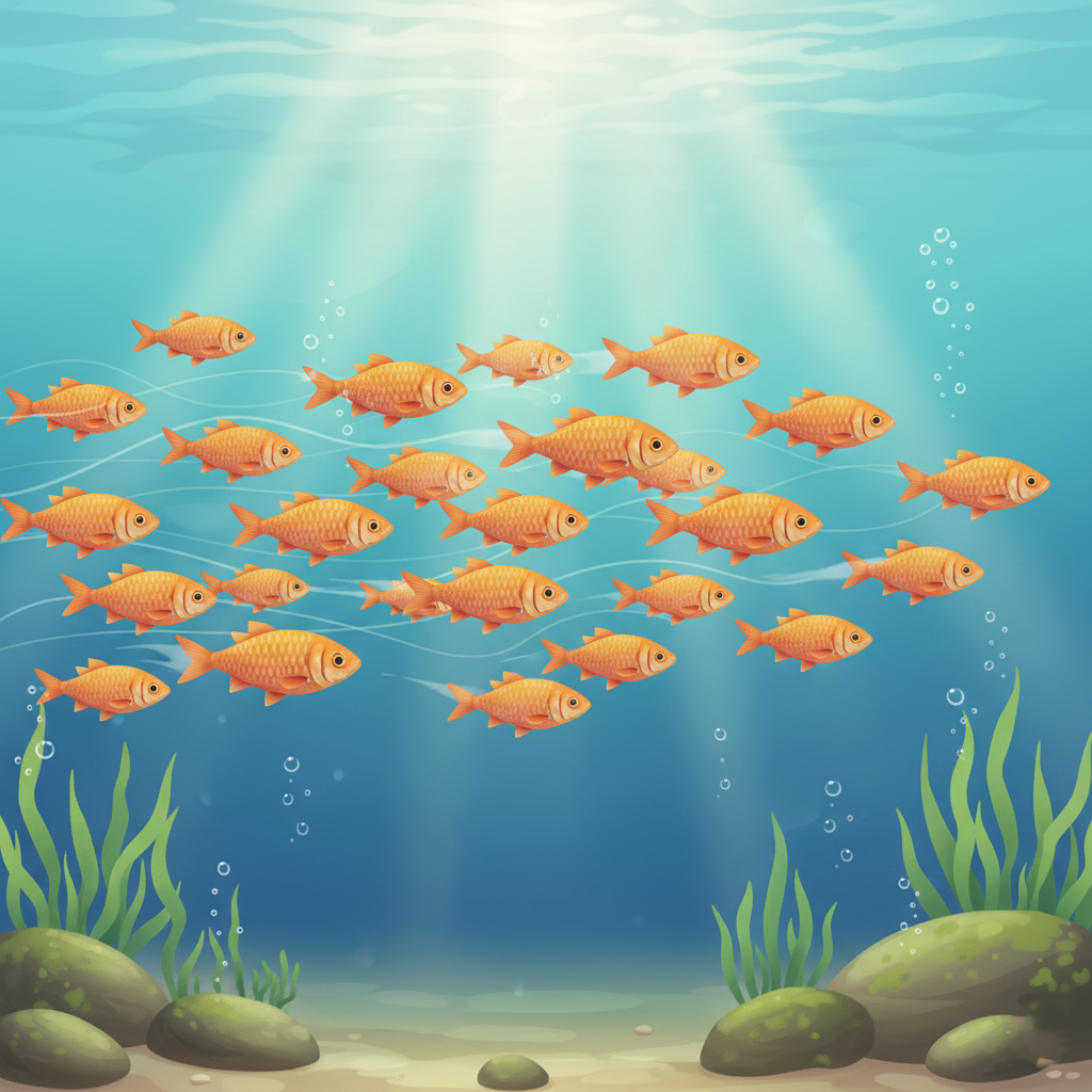 Fish swimming together - living things respond to their environment.