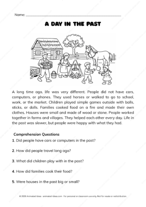 history reading passages for beginners printable worksheets black and white with answer keys